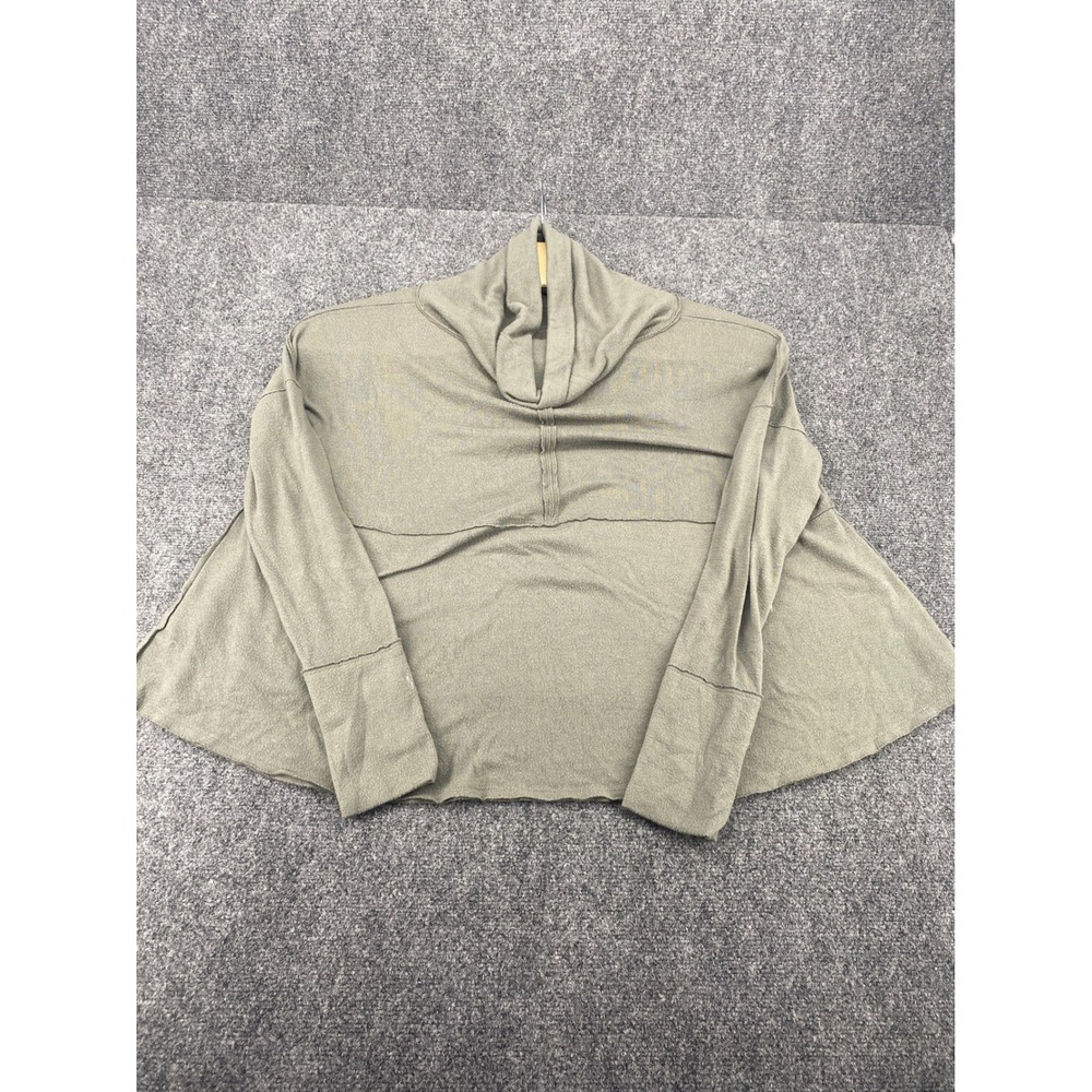 Free People Beach Cowl Neck Top Womens M Green Oversized High Low Pullover Shirt
